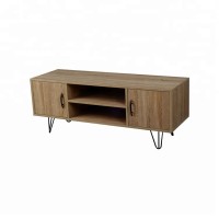 Modern wooden corner TV stand cabinet with metal legs