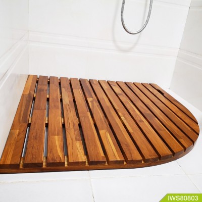 New design wooden bath mat with fan-shape