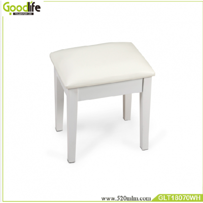 Straight solid wood stool with PU leather on surface, MDF stool with painting