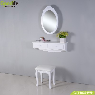 Chinese Save space wooden wall mount makeup table sets furniture with mirror