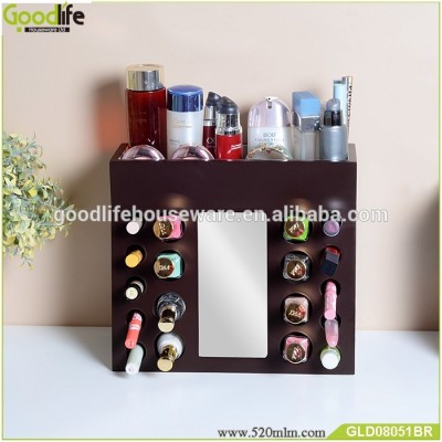 Table top wooden makeup organizer