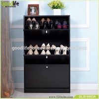 China factory wooden shoe cabinet 3 doors with two layers inside shoe rack  for OEM/ODM