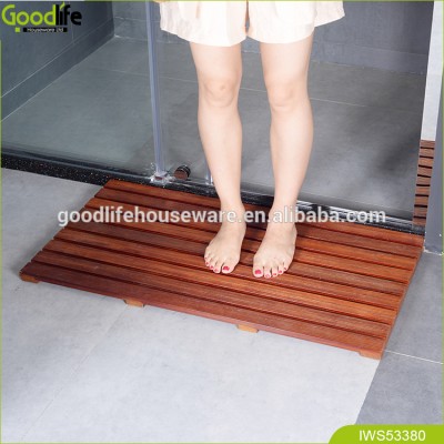 Goodlife Teak wood non slip bath mat set wholesale made in China