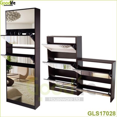 Full length solid wood shoe wardobe  with 5 dressing mirrors and shoe rack adjustable