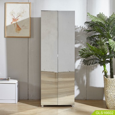 Full-length mirror shoe cabinet with double doors