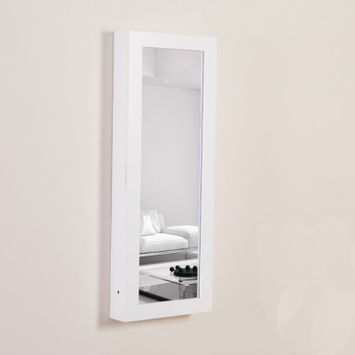 Goodlife White Wall Mount Hide Away Ironing Board Cabinet With Mirror